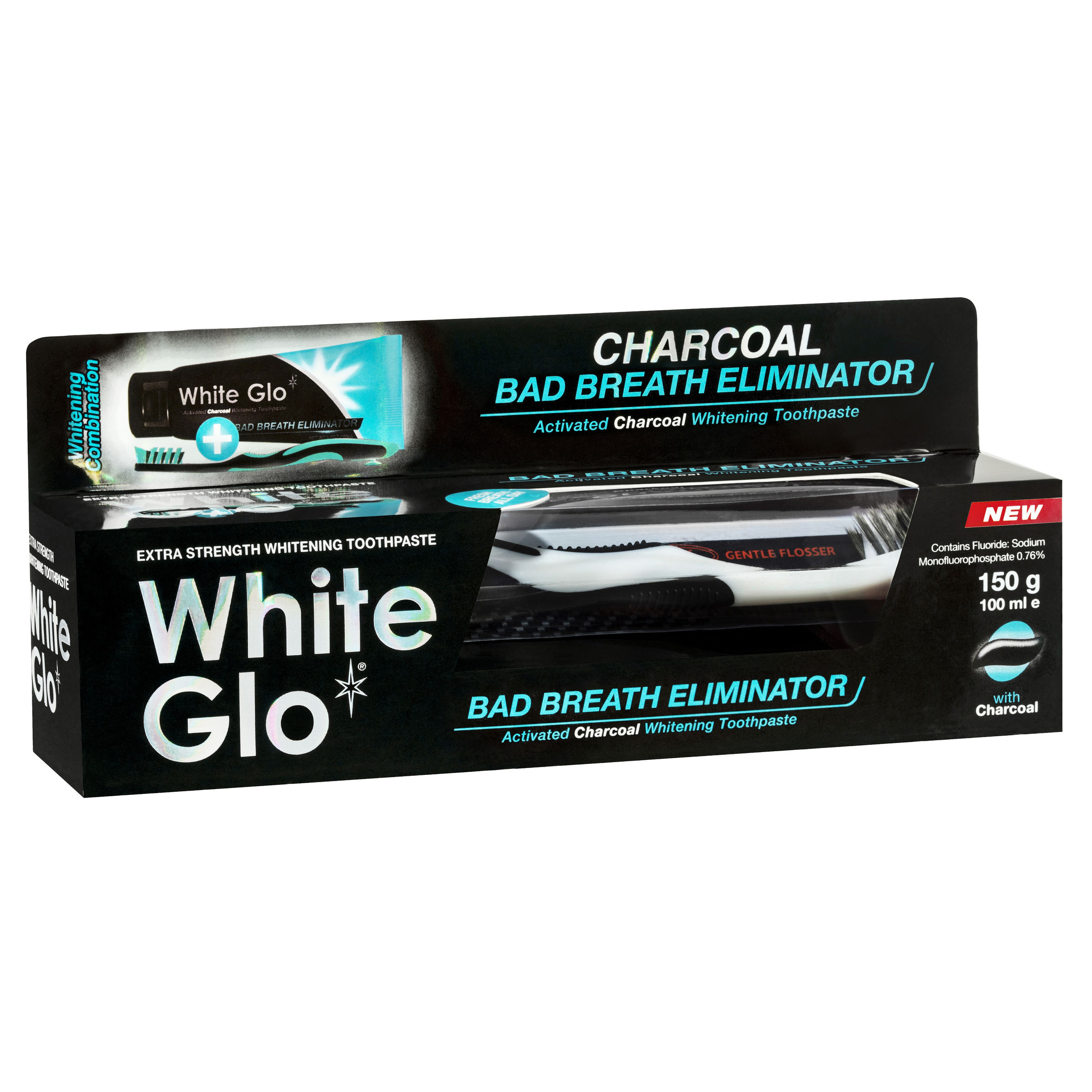 White Glo Charcoal Bad Breath Eliminator Toothpaste + Toothbrush-0