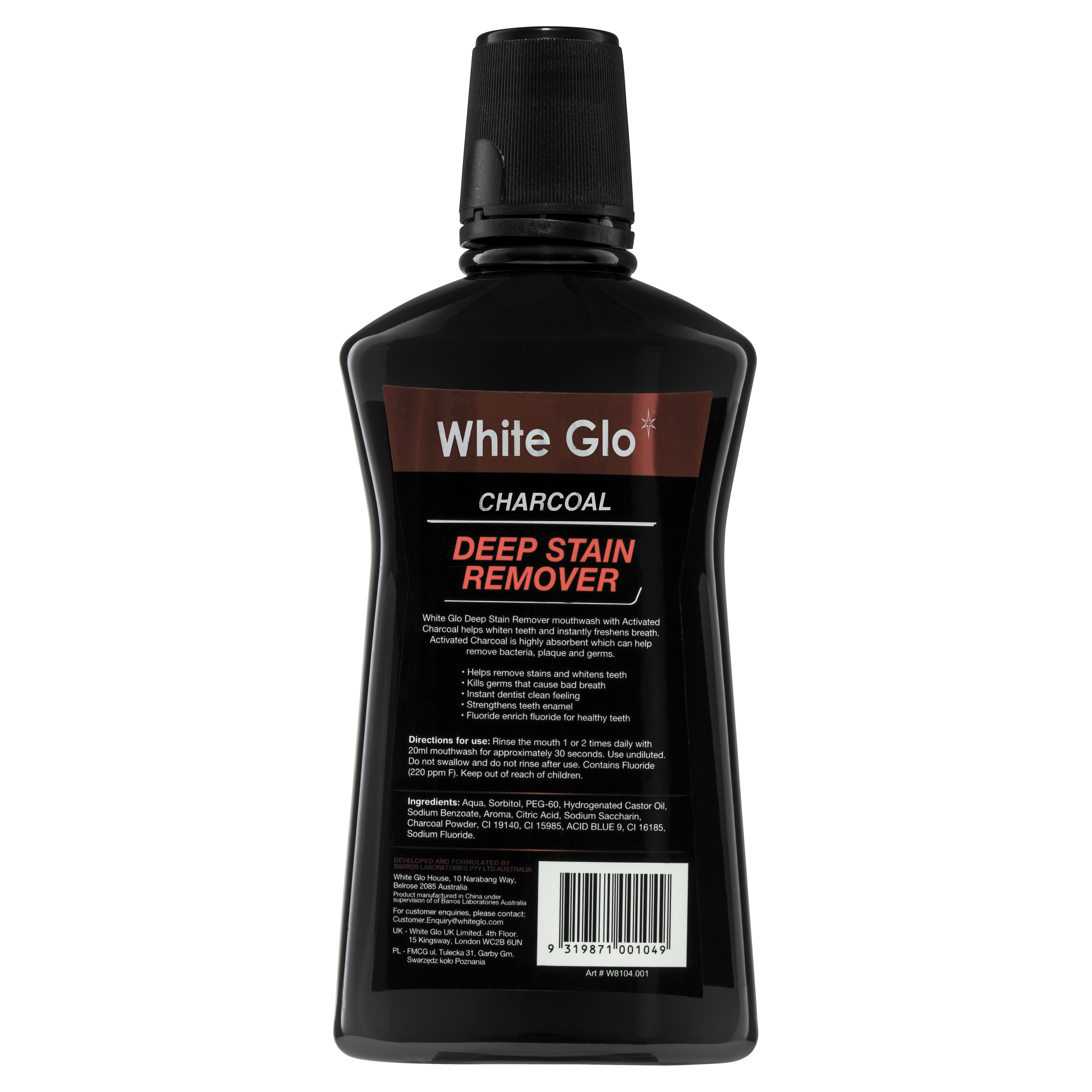 White Glo Charcoal Deep Stain Remover Mouthwash 500mL-2
