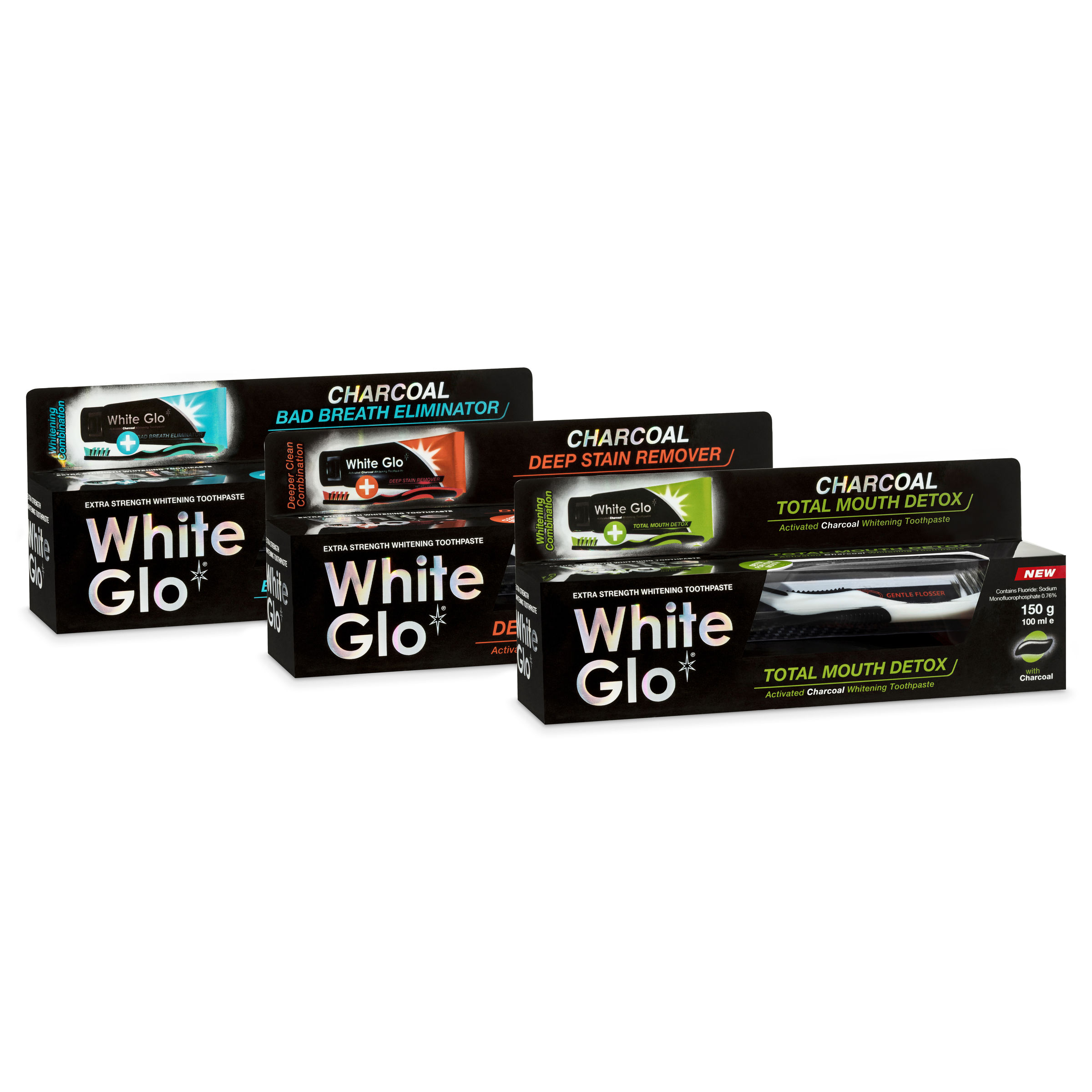 White Glo Charcoal Toothpaste Range-1